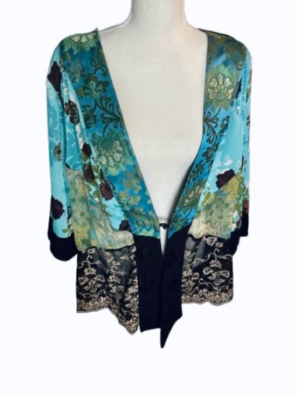 Fairy Vintage SPENCER ALEXIS Kimono 2X 1X Plus Floral Sheer Boho Jacket Cardigan - Picture 2 of 16